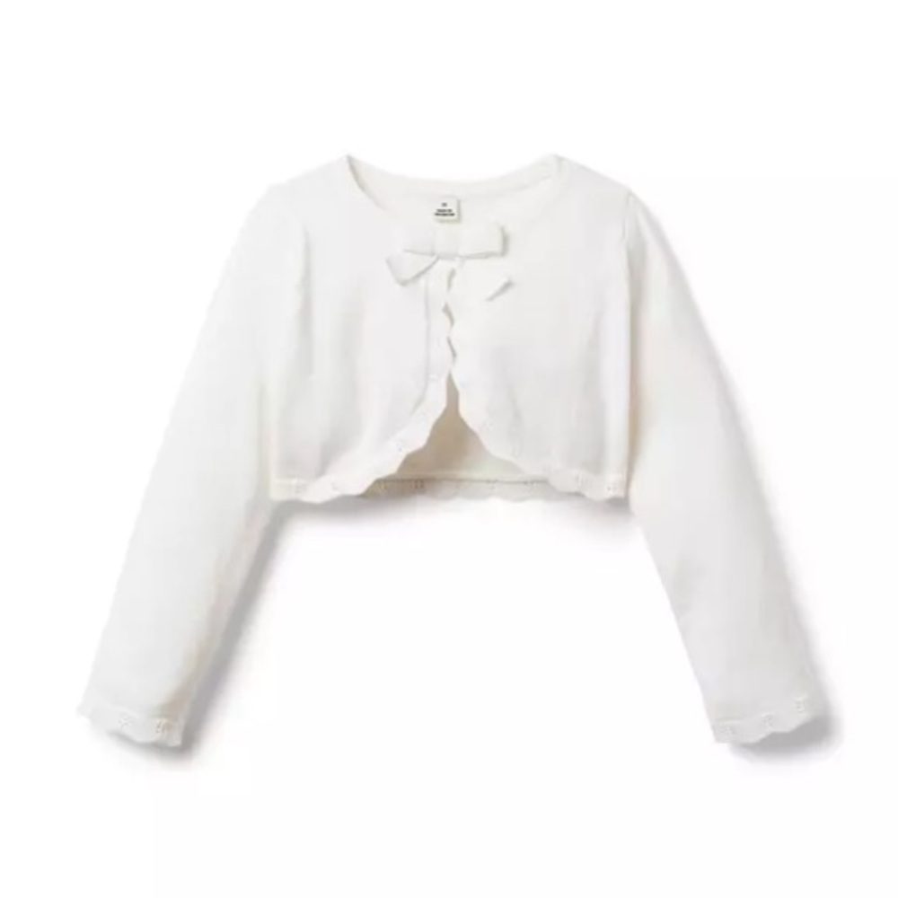 Janie and Jack White Bow Cropped Cardigan